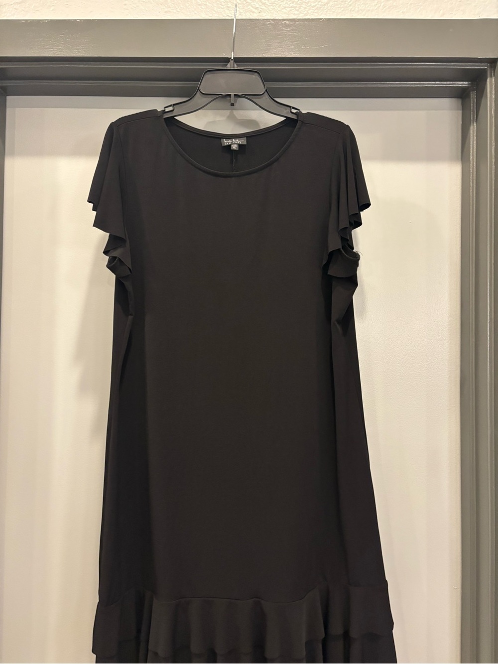 Nicole Miller Black Mini Dress with Ruffle Sleeves